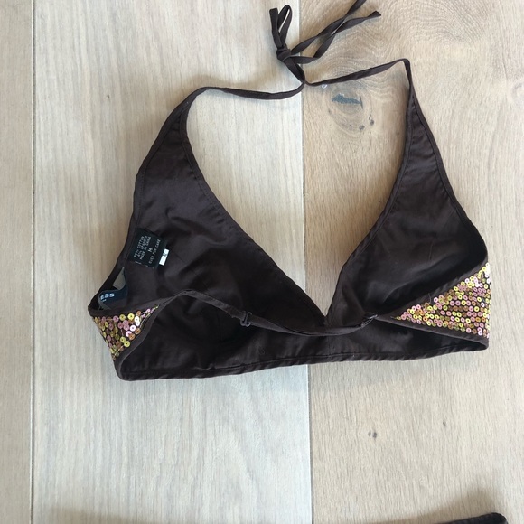 Express bra & skirt sequins set sz. M brown gold - Picture 6 of 8
